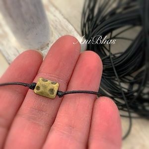 Rectangle Antique Gold Tone Metal Bead Bracelet